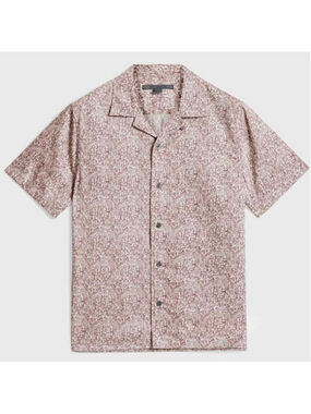 JOHN VARVATOS Danny Camp Shirt Mauvewood Floral Skull Print NWT Size Medium